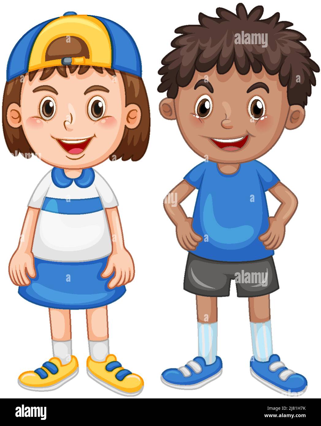 Boy and girl with happy face illustration Stock Vector Image & Art - Alamy