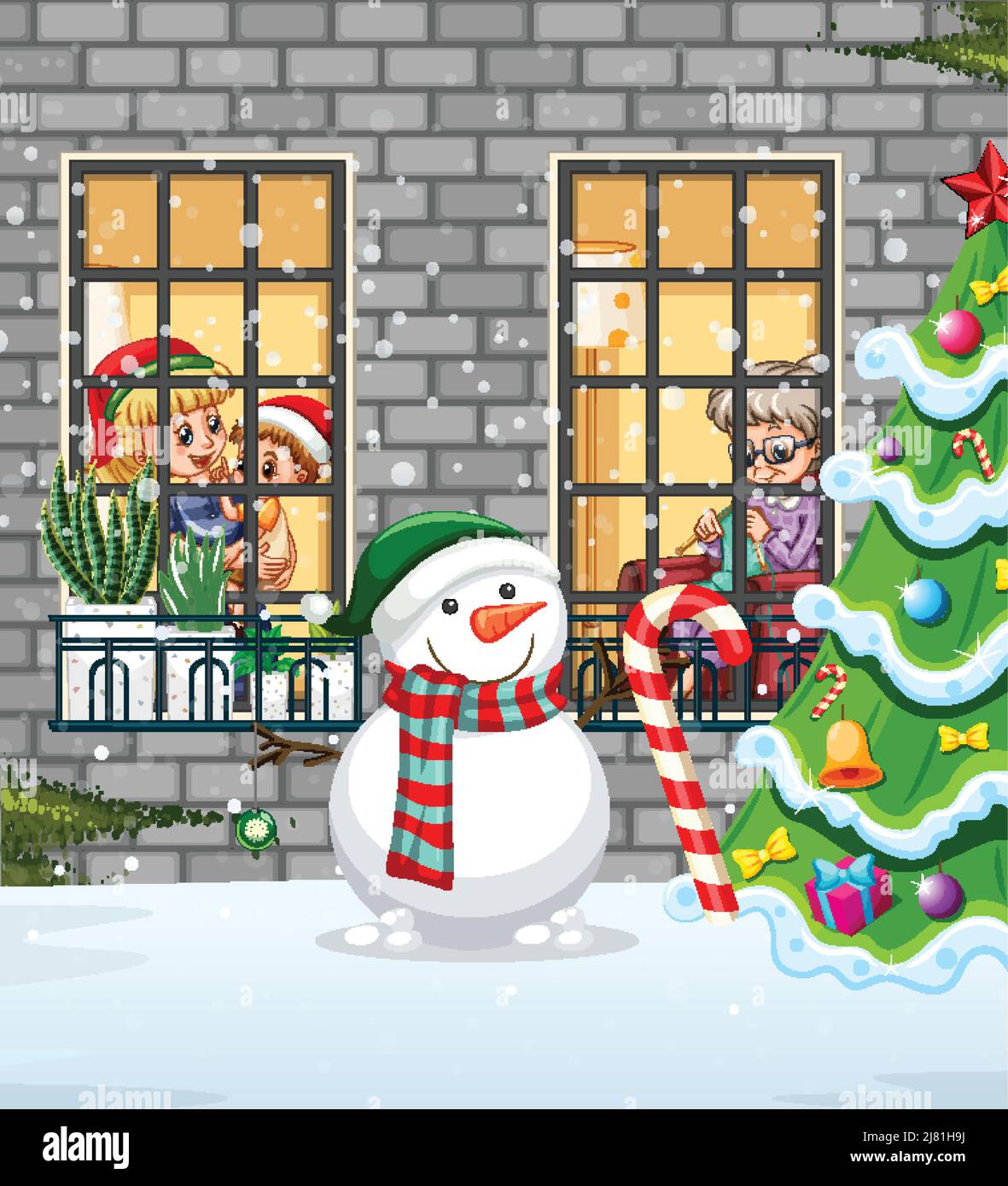 Snowman in Christmas theme illustration Stock Vector Image & Art - Alamy