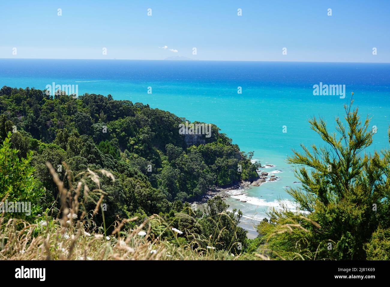 View of the Pacific Ocean from the Bay of Plenty region of New Zealand Stock Photo