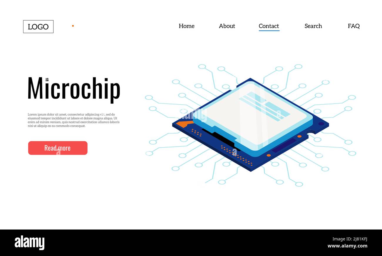 Semiconductor landing. Electronic circuit web page template with