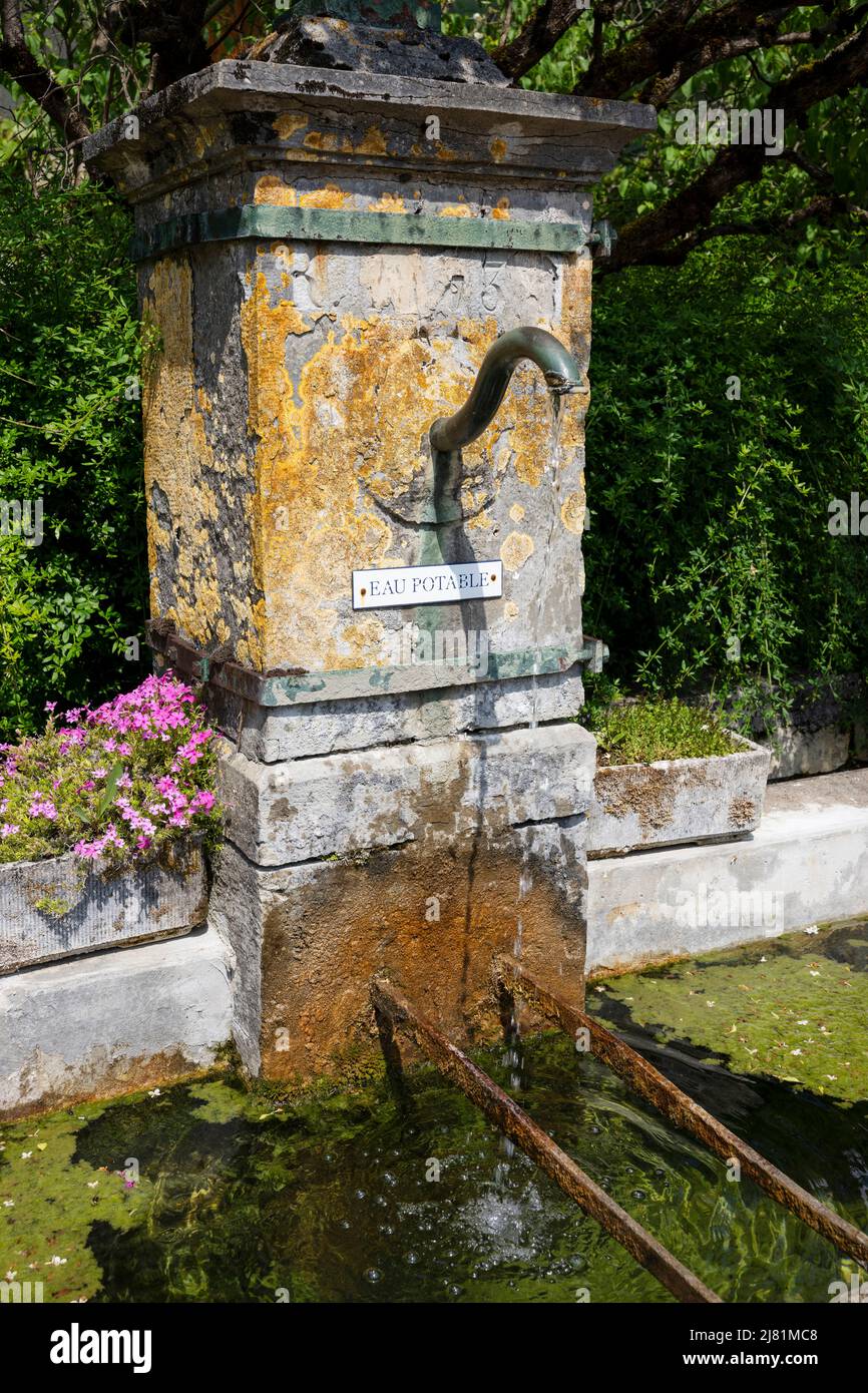 Famous fountain near Cascade des Tufs, France, Europe. Stock Photo