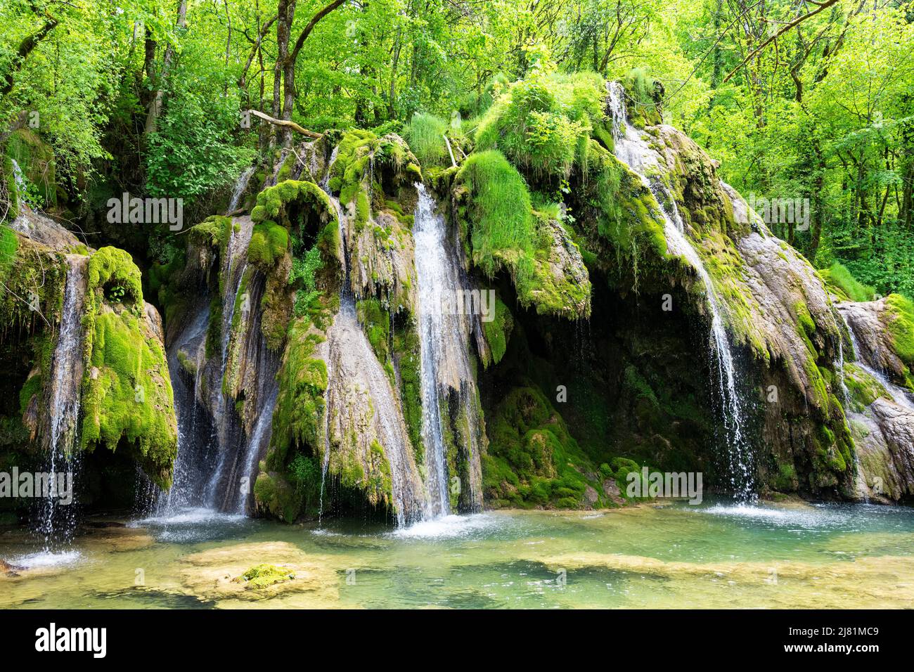 Famous view of Cascades des Tufs in France, Europe. Stock Photo