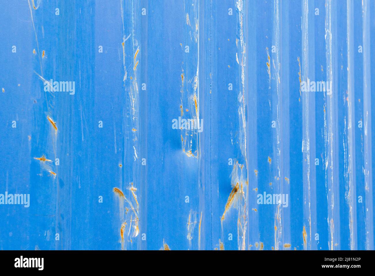 blue sheet metal wall with grooves and rust and abrasion Stock Photo Alamy
