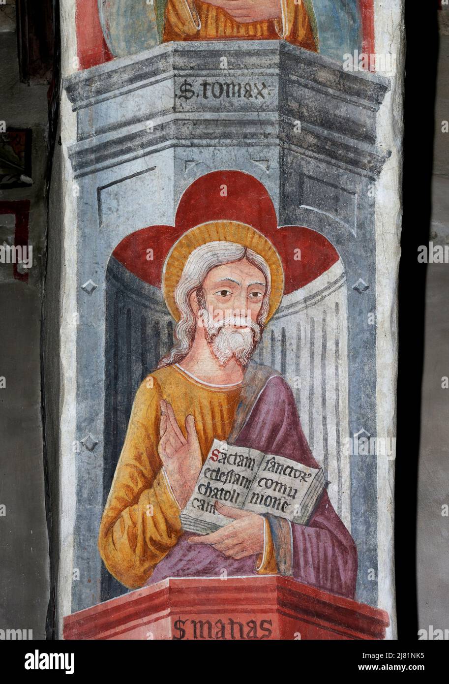 S. Tommaso Apostolo affresco attribuito a Giovanni Marinoni fine