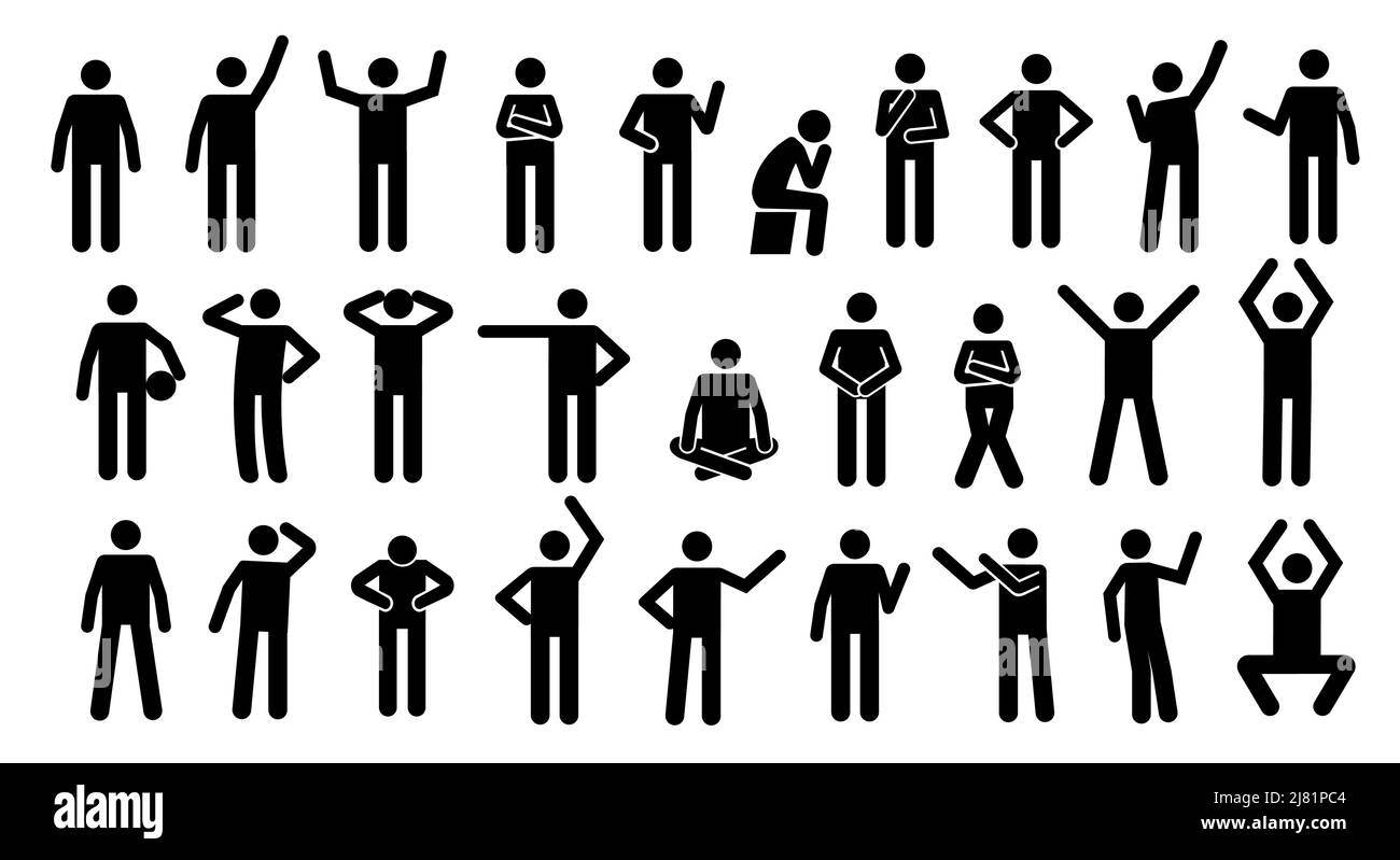 Stick Figure Stickman Stick Man People Person Poses Postures Emotions  Expressions Feelings Body Languages Download Icons PNG SVG Vector 