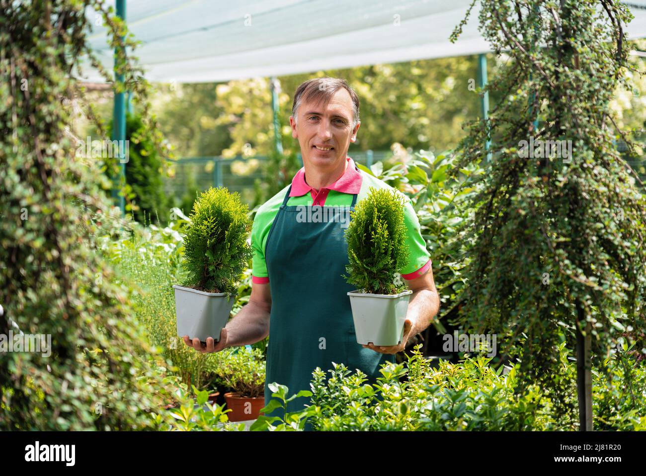Man working in garden center hi-res stock photography and images - Alamy