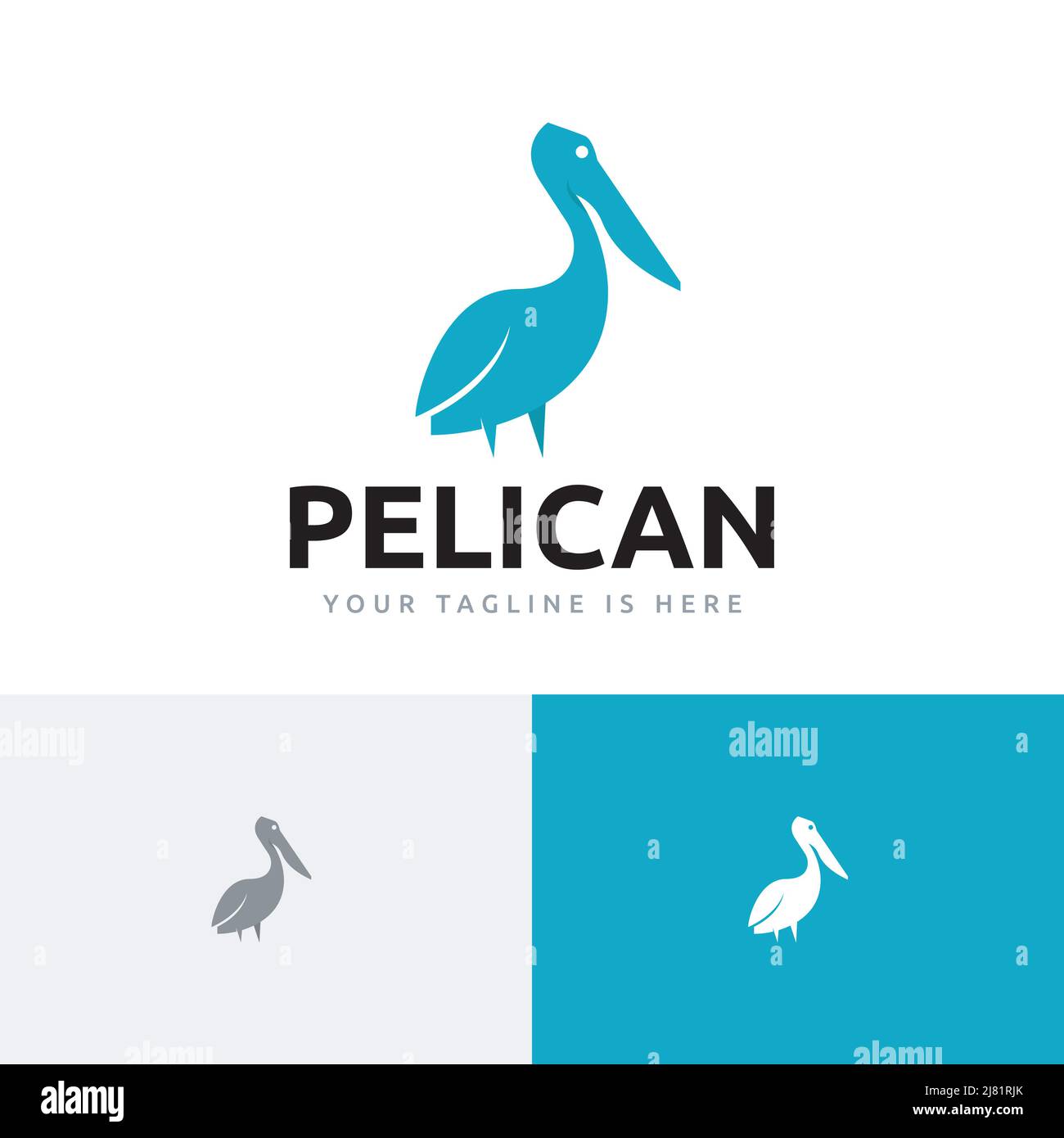 Pelican Exotic Bird Simple Flat Logo Symbol Template Stock Vector