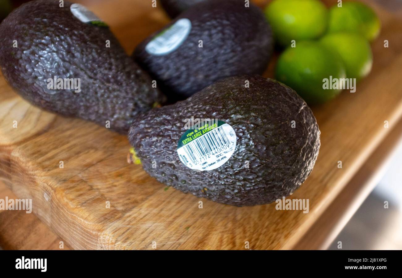 Ripe & Ready to eat fresh avocado with best before date from an Asda  supermarket Stock Photo