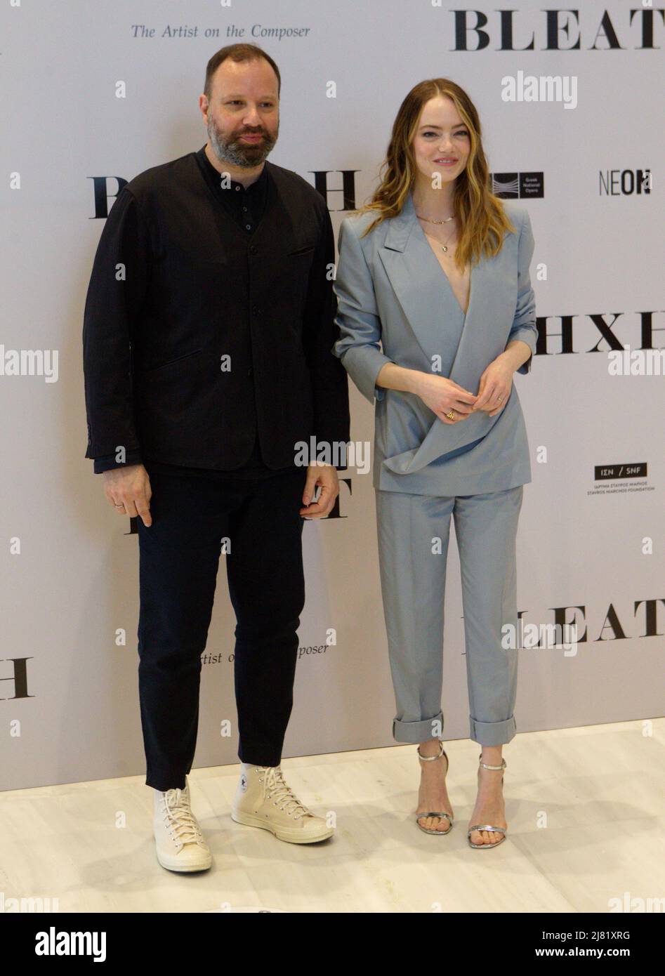 Actress Emma Stone, right, and Greek director Yorgos Lanthimos arrive ...