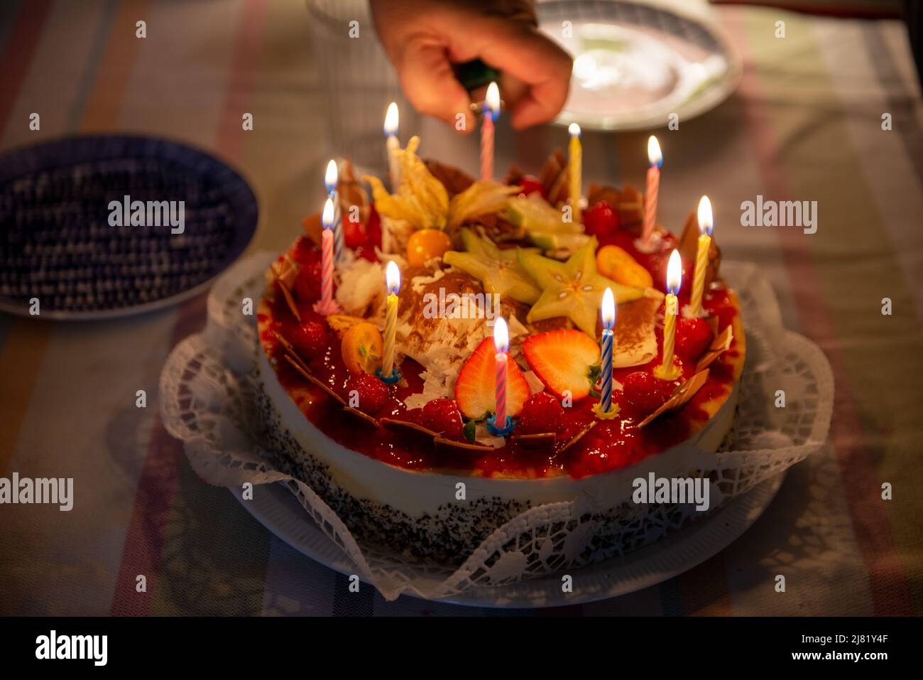 Birthday cake . Geburtstagstorte Stock Photo