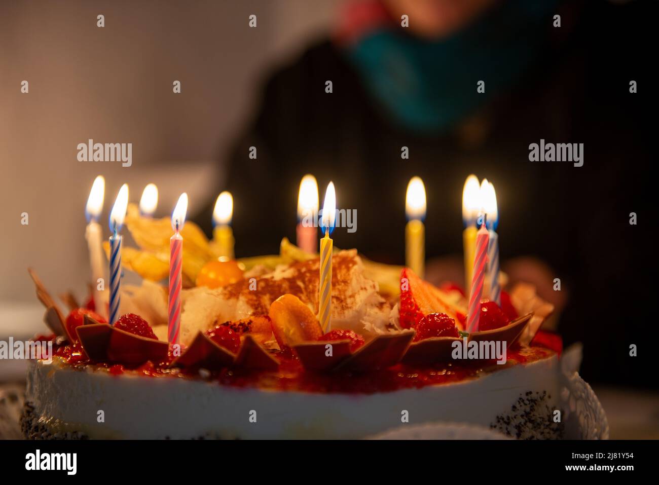 Birthday cake . Geburtstagstorte Stock Photo