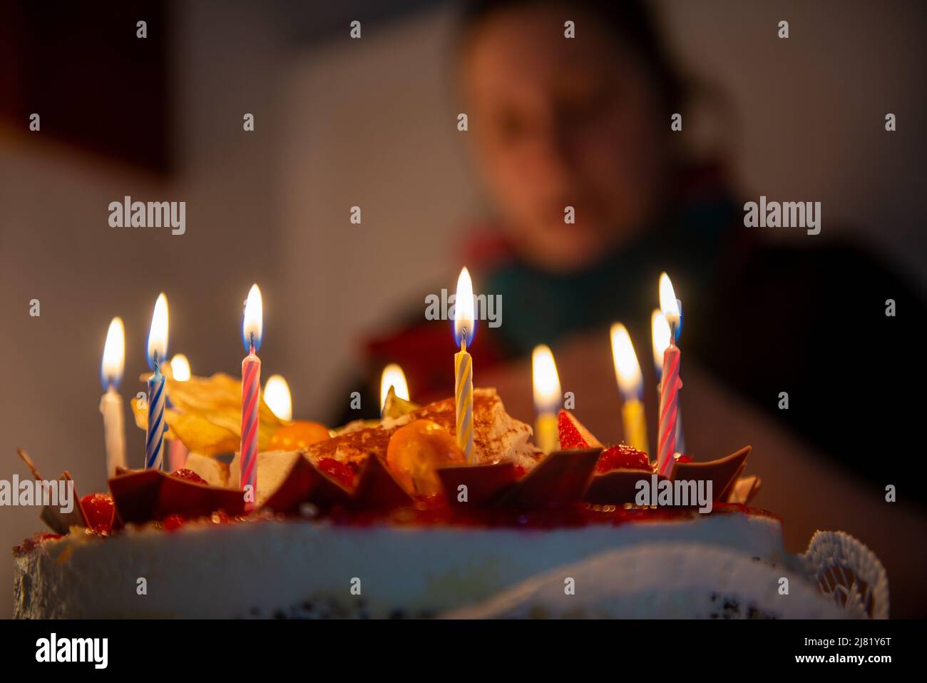 Birthday cake . Geburtstagstorte Stock Photo