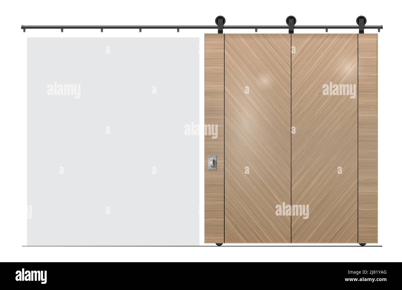 Large wooden sliding door partition in loft style Stock Vector Image