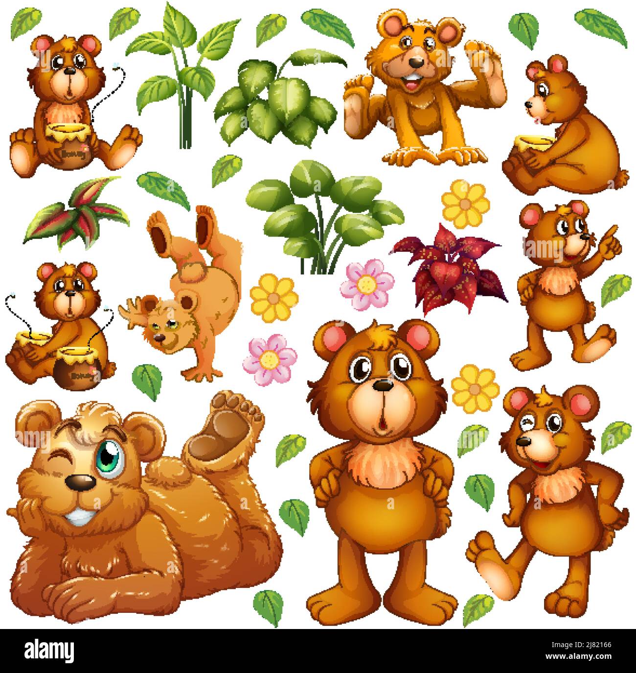 Cute animals set on white background illustration Stock Vector Image ...