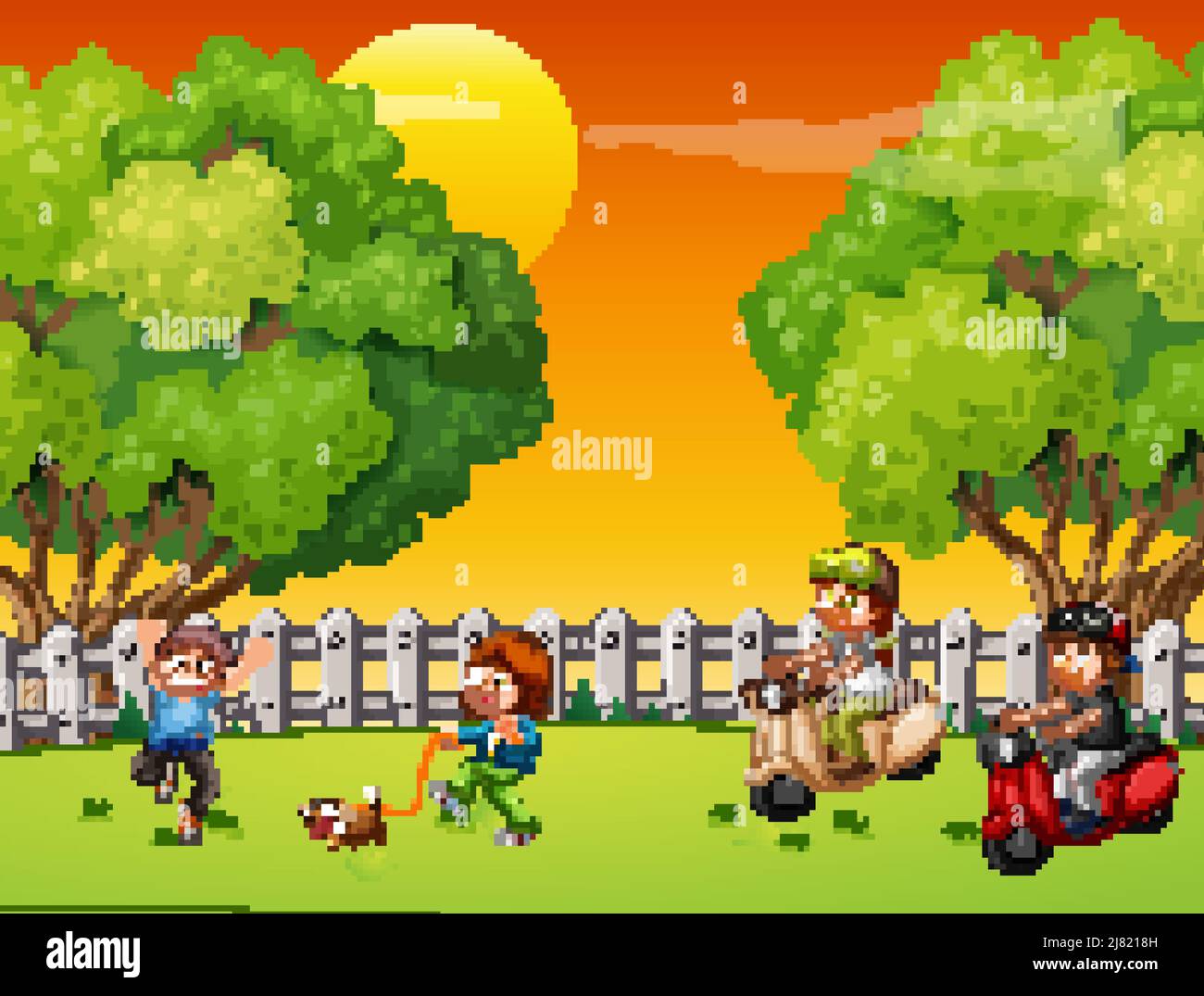 Children playing outdoor park illustration Stock Vector Image & Art - Alamy