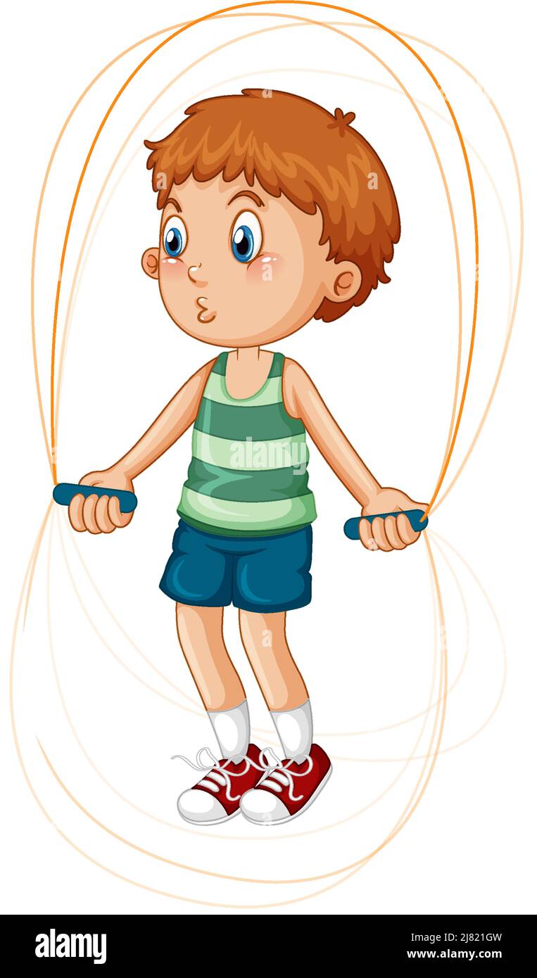 Cartoon boy jumping rope illustration Stock Vector Image & Art - Alamy