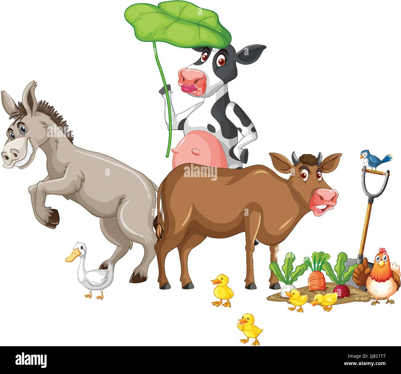 Farm animals on white background illustration Stock Vector Image & Art ...