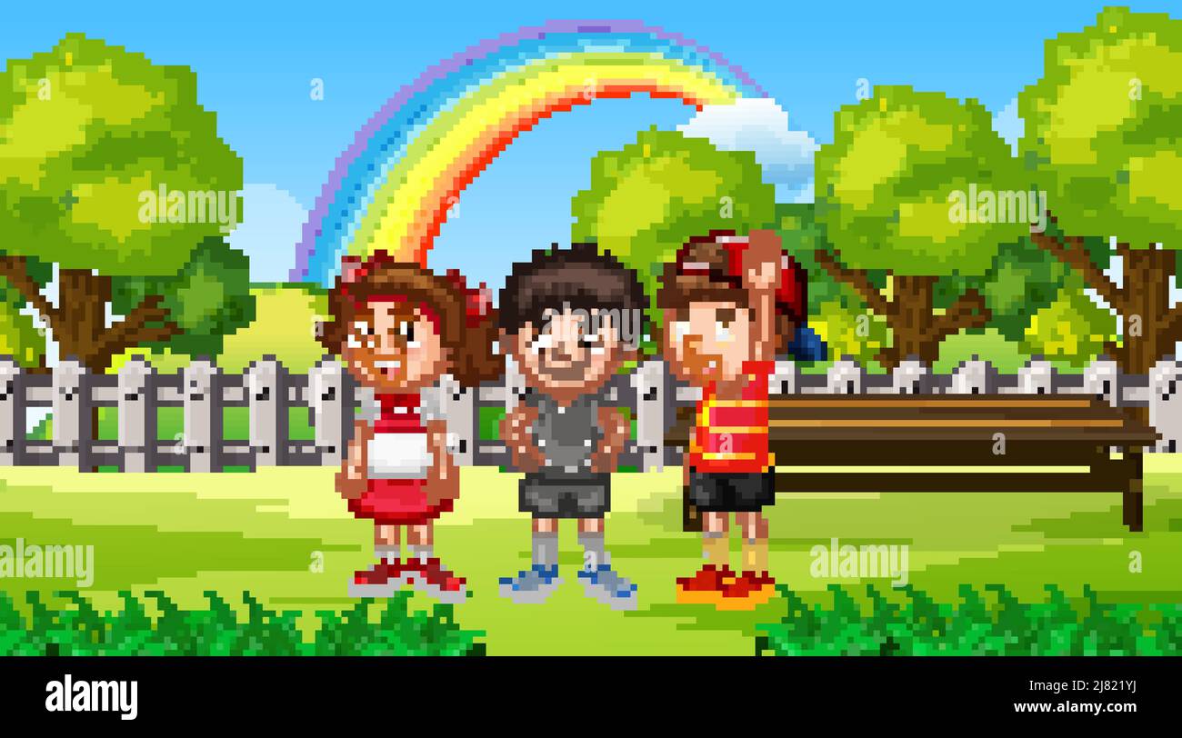Scene with kids in the park illustration Stock Vector Image & Art - Alamy