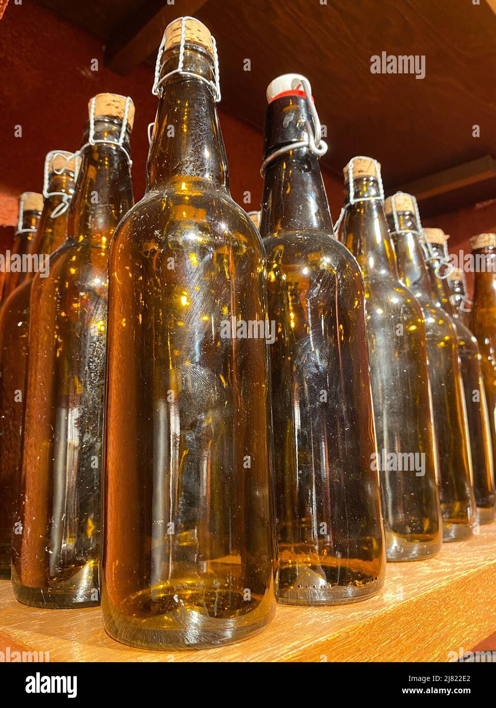 Old beer bottles in the brewery Stock Photo Alamy