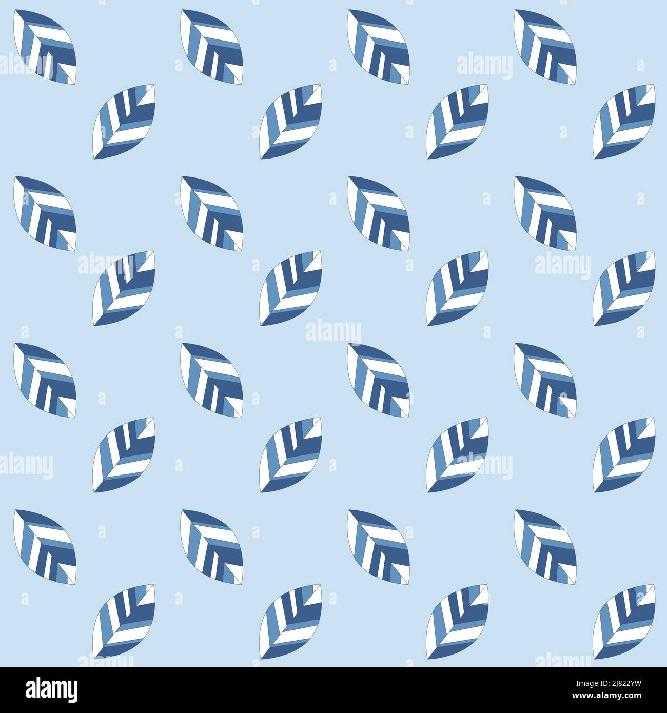 Single blue leaf tree geometric seamless pattern vegetative design ...