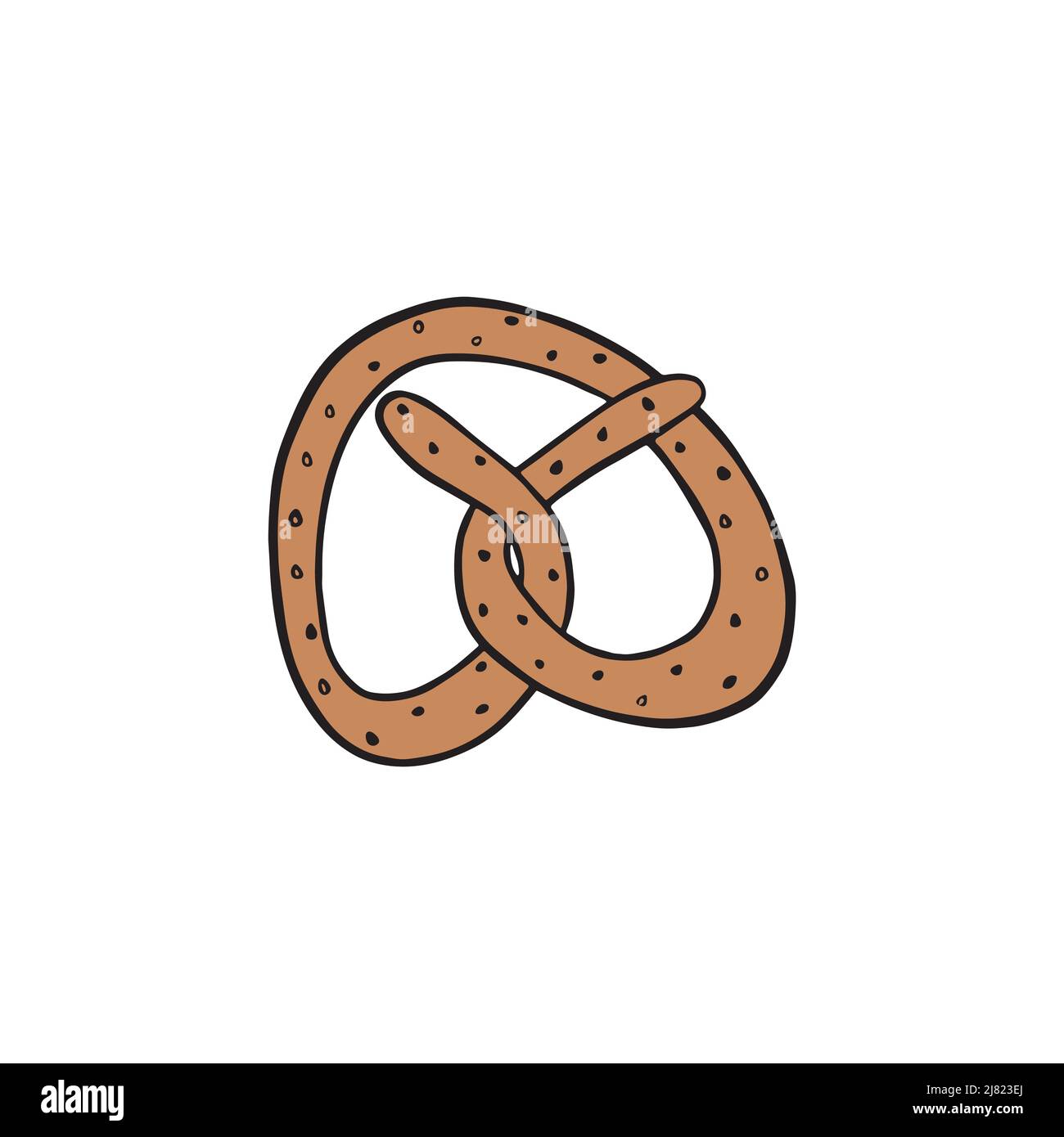 Pretzel in simple doodle style. Vector illustration isolated on white ...