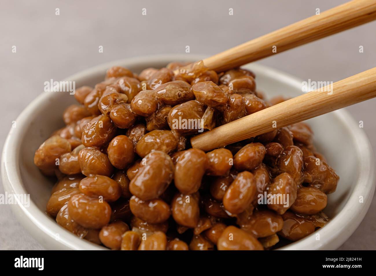 Natto, a food made by fermenting soybeans Stock Photo Alamy
