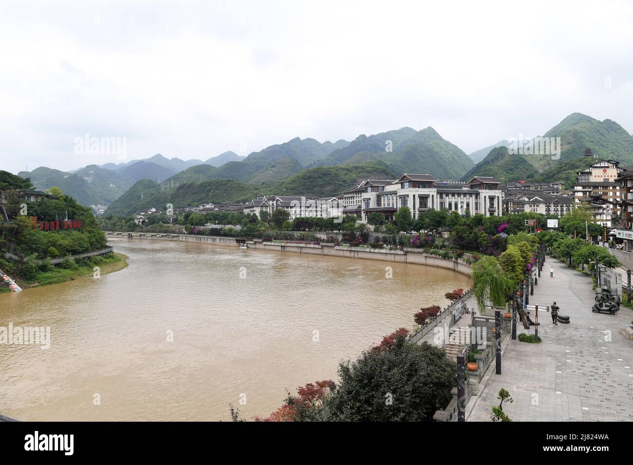 RENHUAI, CHINA - MAY 12, 2022 - The water level of the Chishui River rises after a rainstorm in Maotai Township, Renhuai City, Guizhou Province, May 1 Stock Photo
