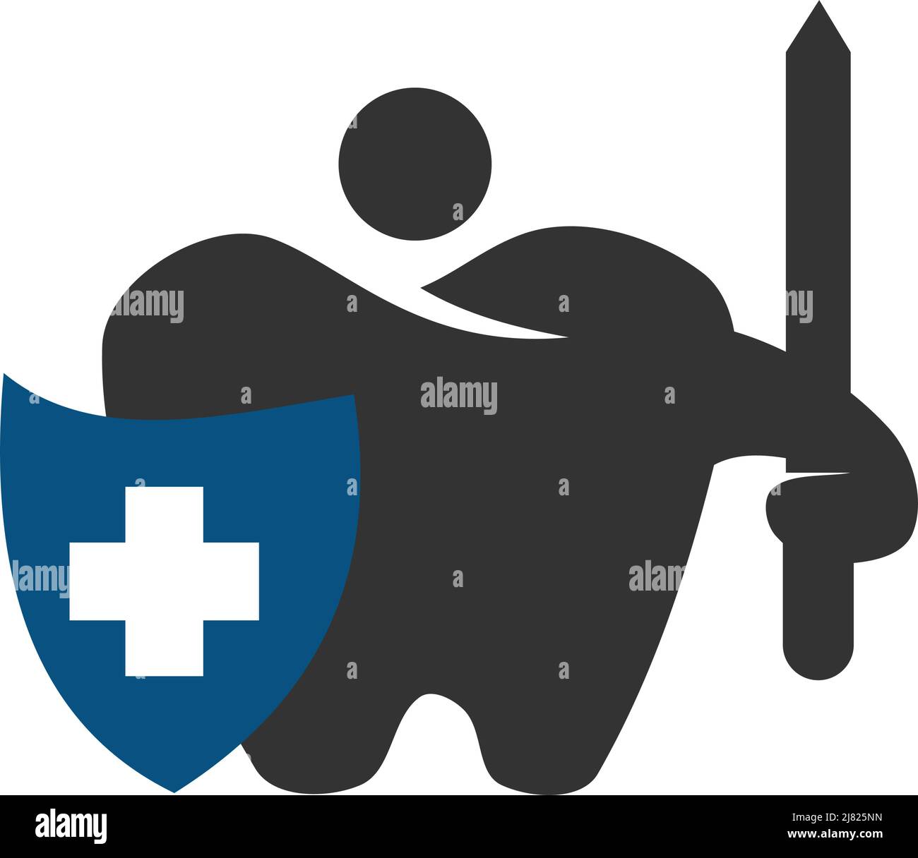 Sword and Shield dental logo Icon Illustration Brand Identity Stock Vector