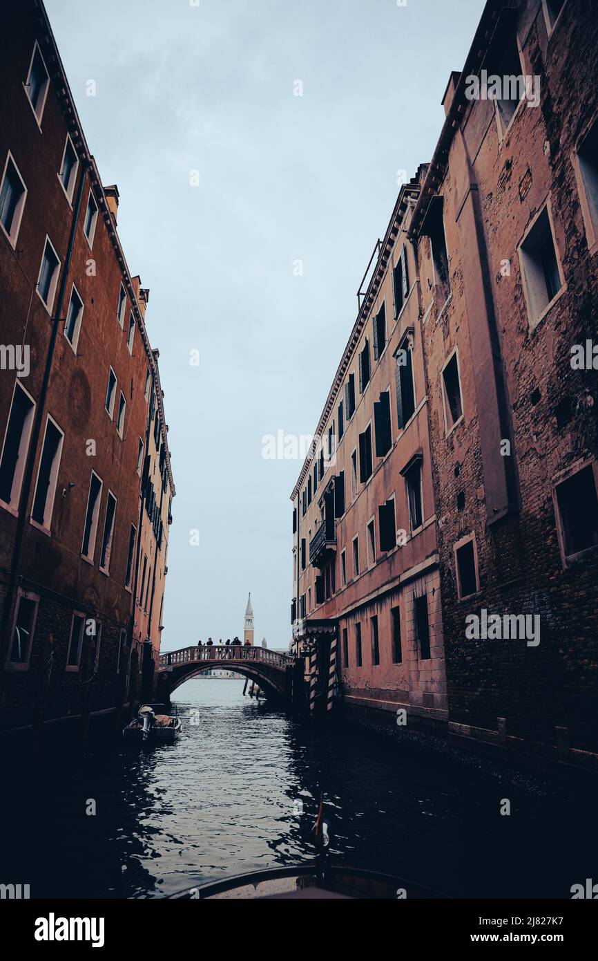 View of Chiesa di San Giorgio Maggiore taken from Rio del Greci, Venice Stock Photo