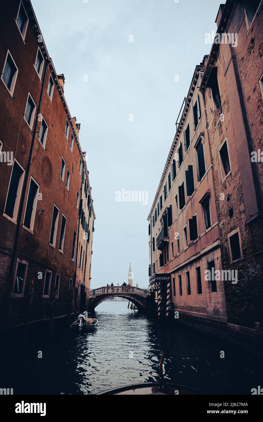 View of Chiesa di San Giorgio Maggiore taken from Rio del Greci, Venice Stock Photo