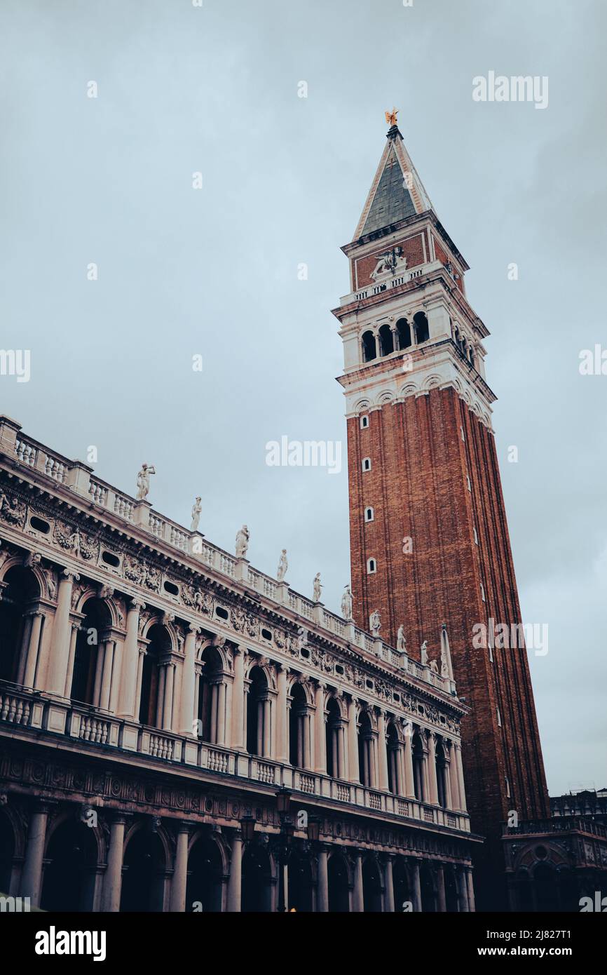 Looking up at St Mark's Campanile, Venice Stock Photo