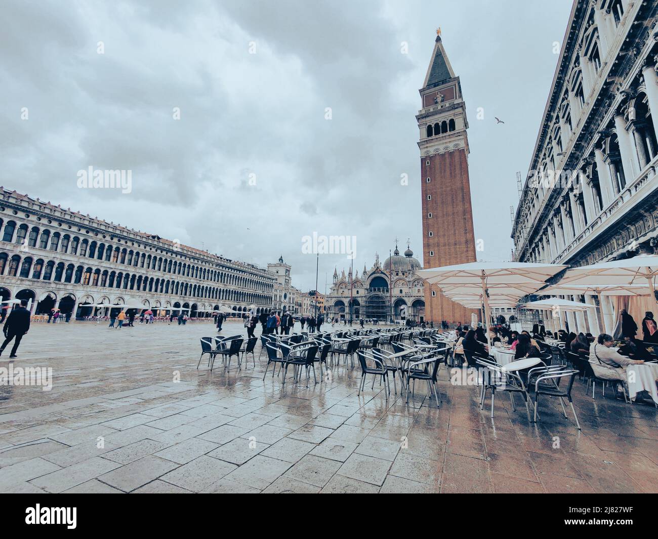 St Mark's Square in the rain, Venice Stock Photo