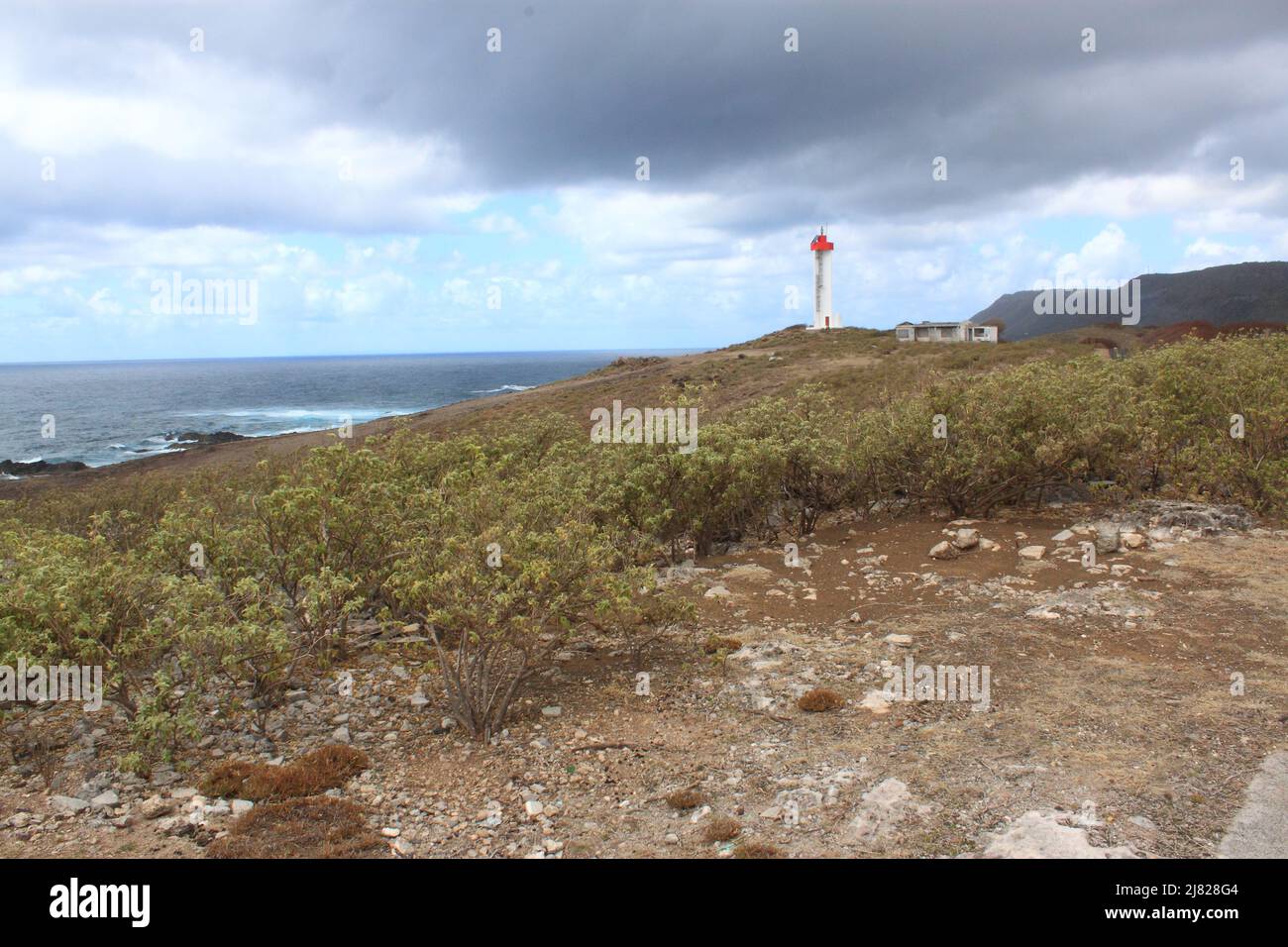 Phare de la Pointe Doublé de l'ïle de La Désirade Stock Photo