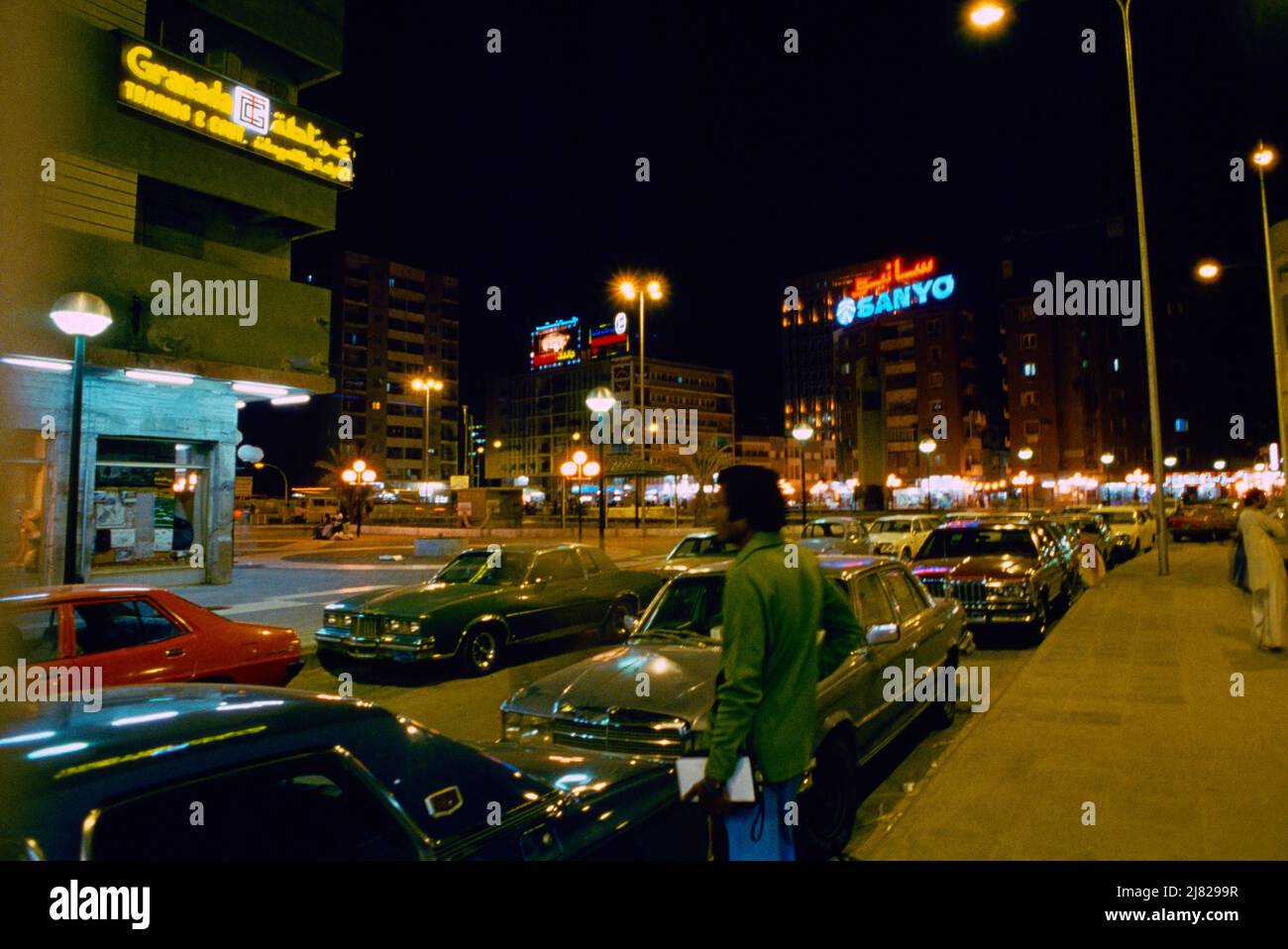 Riyadh Saudi Arabia City At Night Cars In Street Stock Photo