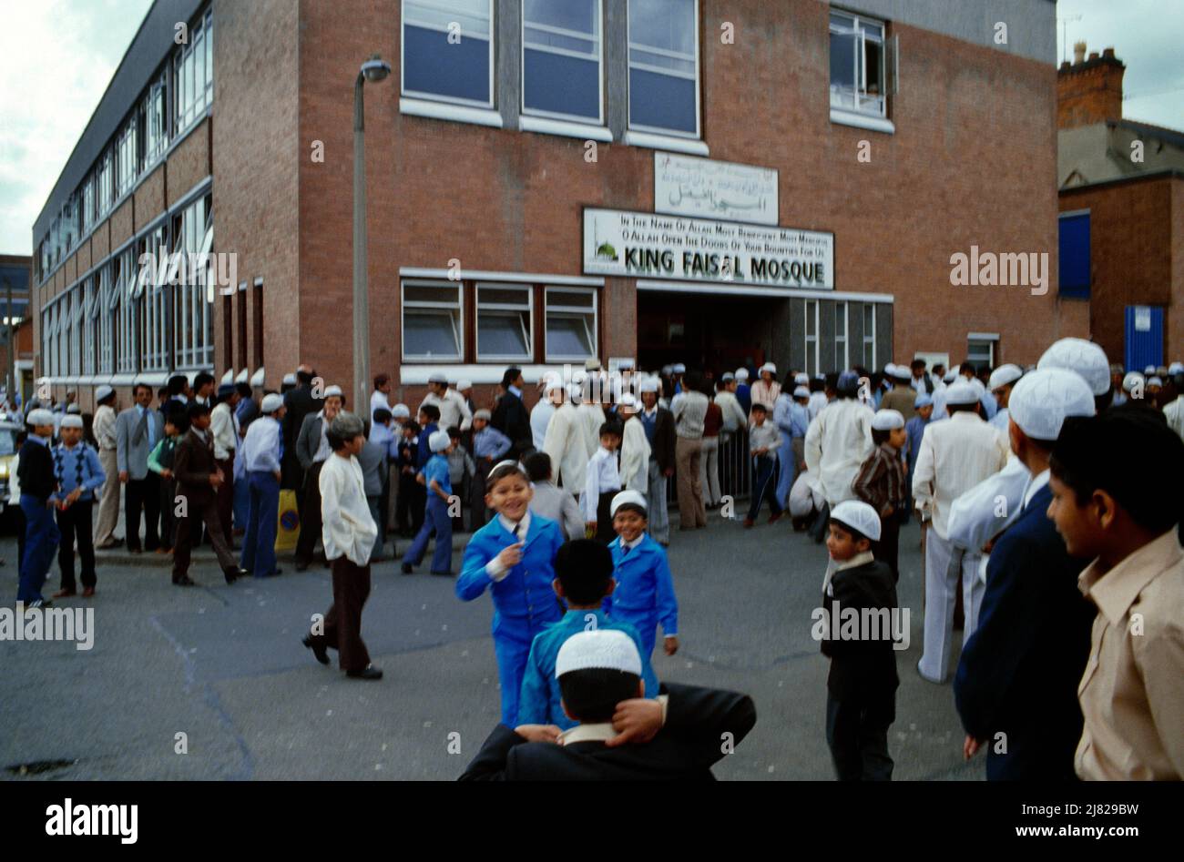 Leicester England King Faisal Mosque Jumu'ah Crowds  Converted Building Stock Photo
