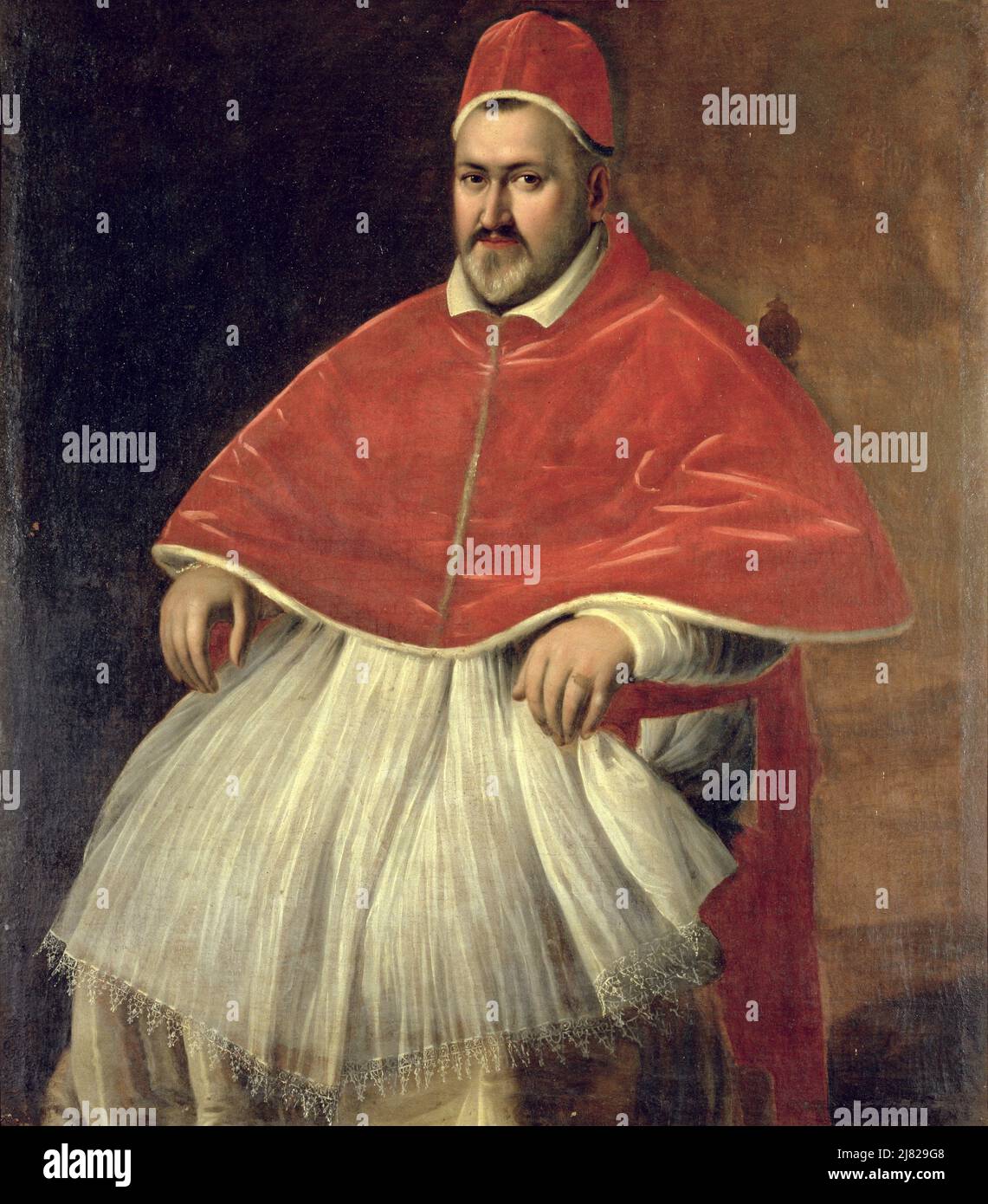Portrait of Pope Paul V (1552-1621) (oil on canvas) by Leoni, Ludovico (Il Padovanino) (1542-1612); Galleria Borghese, Rome, Lazio, Italy; Italian,  out of copyright. Stock Photo