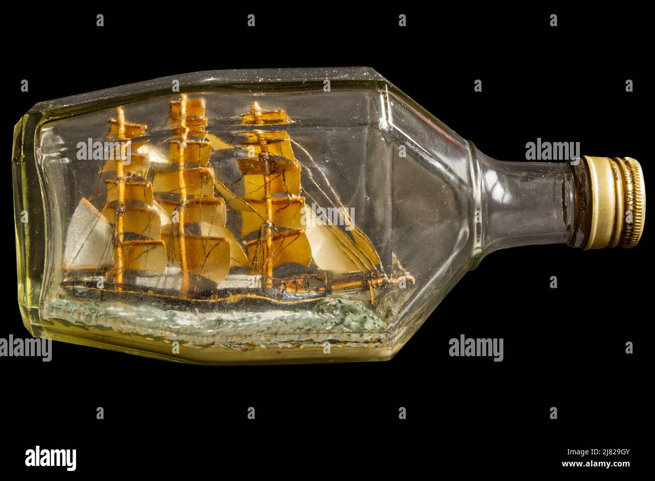 Model of Cutty Sark sailing ship (Tea Clipper) in bottle Stock Photo