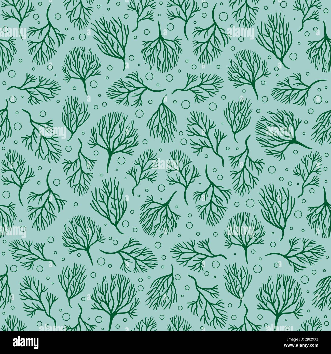 A seamless repeating pattern using a sea kelp motif Stock Photo