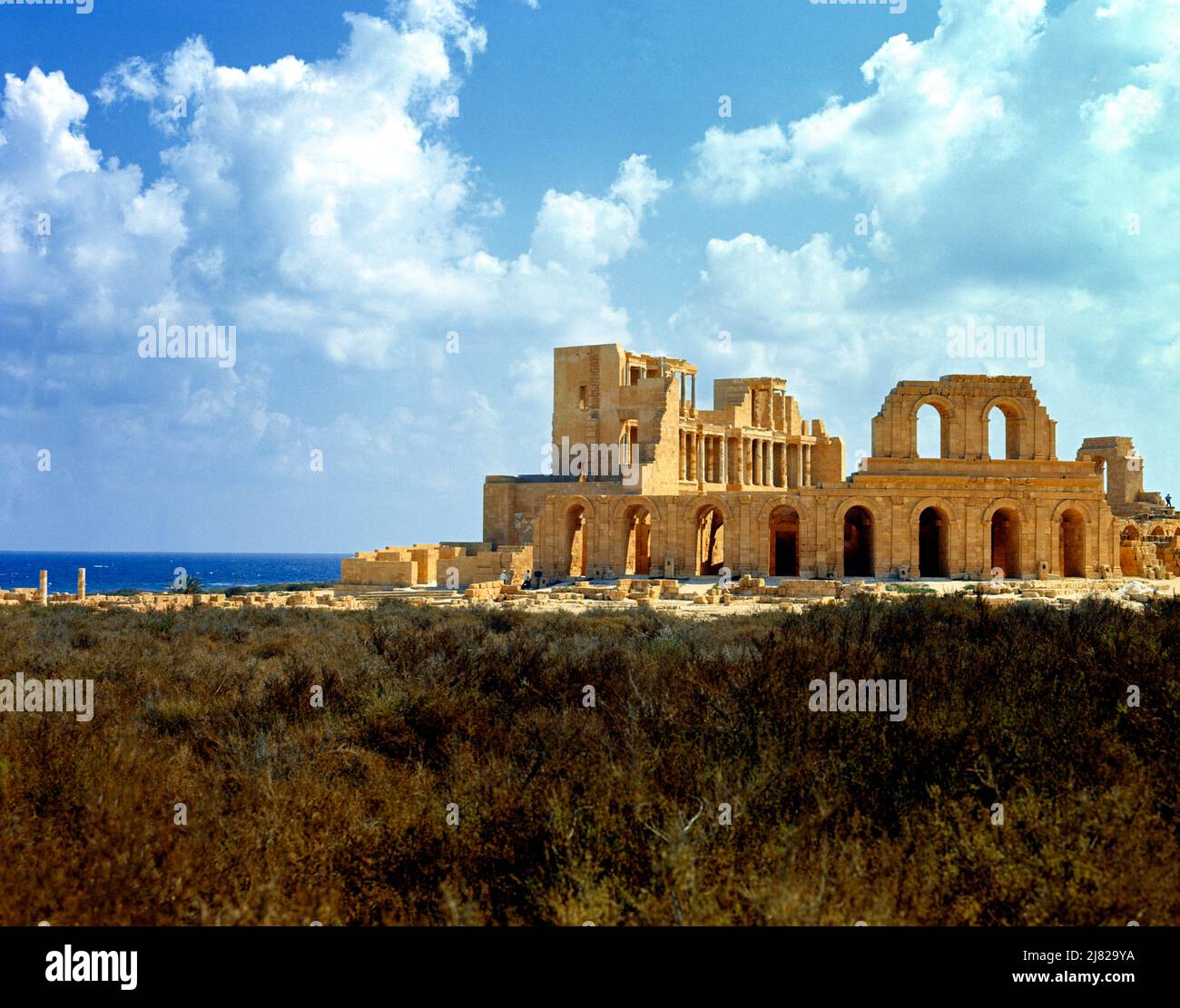 Sabratha Libya Phoenician Theatre UNESCO World Heritage Site Stock Photo