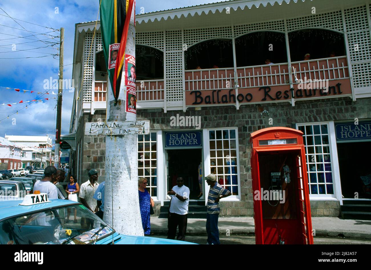 Basseterre St Kitts People Outside Ballahoo Restaurant Stock Photo