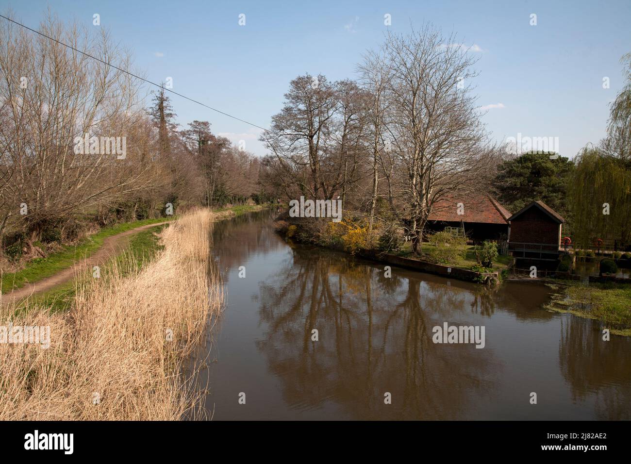 the mill house river wey navigation pyrford surrey england Stock Photo