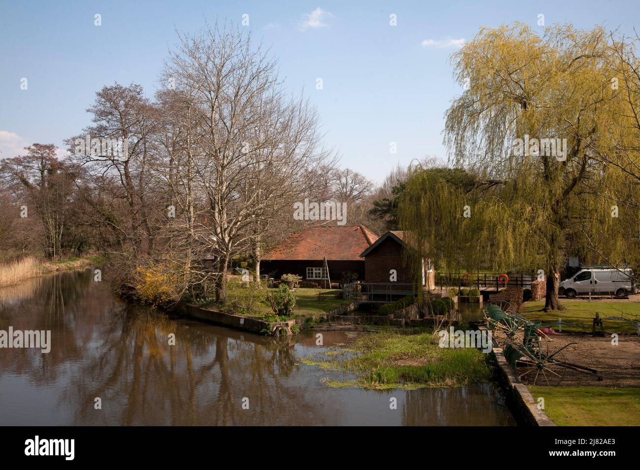 the mill house river wey navigation pyrford surrey england Stock Photo