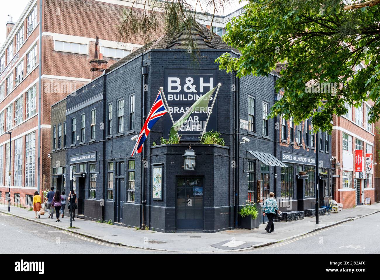 The Bourne & Hollingsworth buildings, a bar and restaurant on Northampton Road in Clerkenwell, London, UK Stock Photo