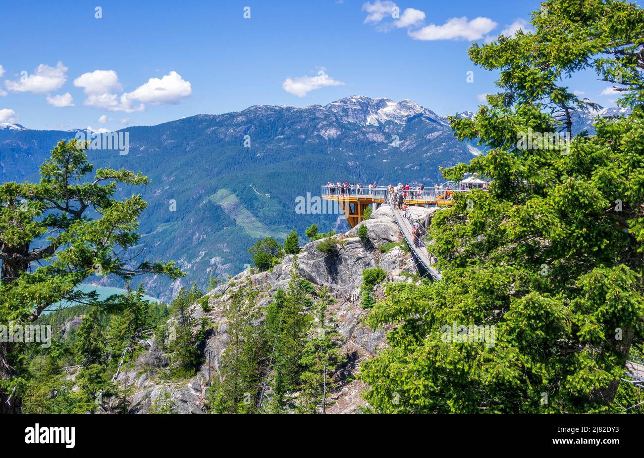 Scenic Lookout At The Sky Pilot Suspension Bridge Squamish B.C. An Attraction On The Sea To Sky Gondola Ride At The Summit With A Look out Point Stock Photo