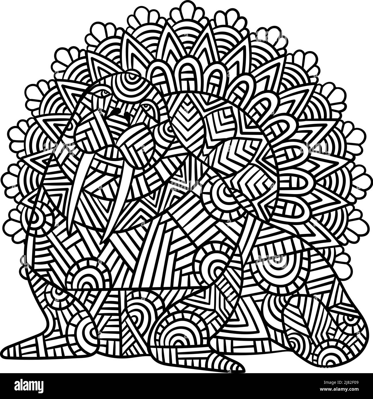 Walrus Mandala Coloring Pages for Adults Stock Vector