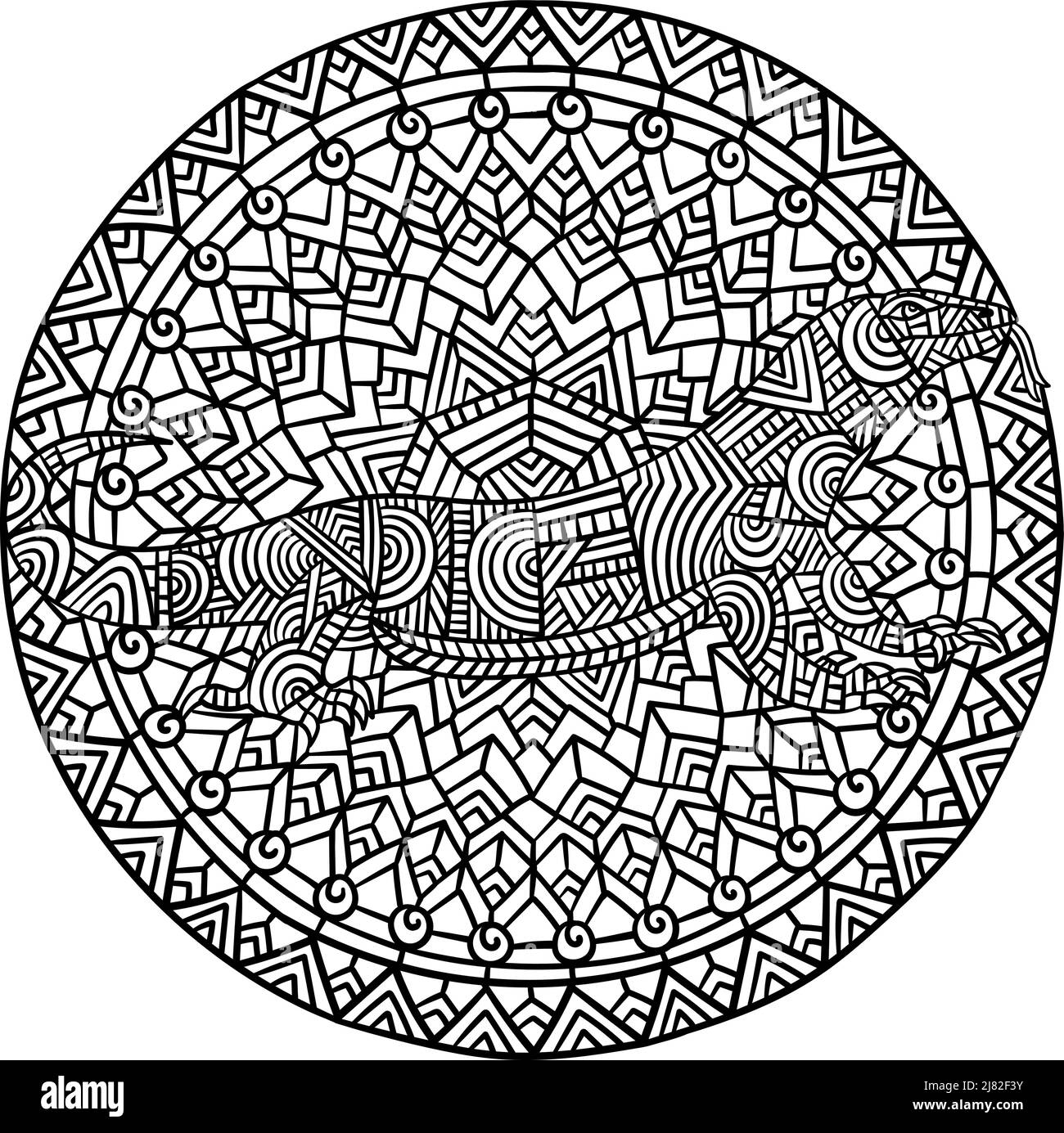 Page de coloriage pour adulte.Contour numéro 6 sur fond de mandala Image  Vectorielle Stock - Alamy