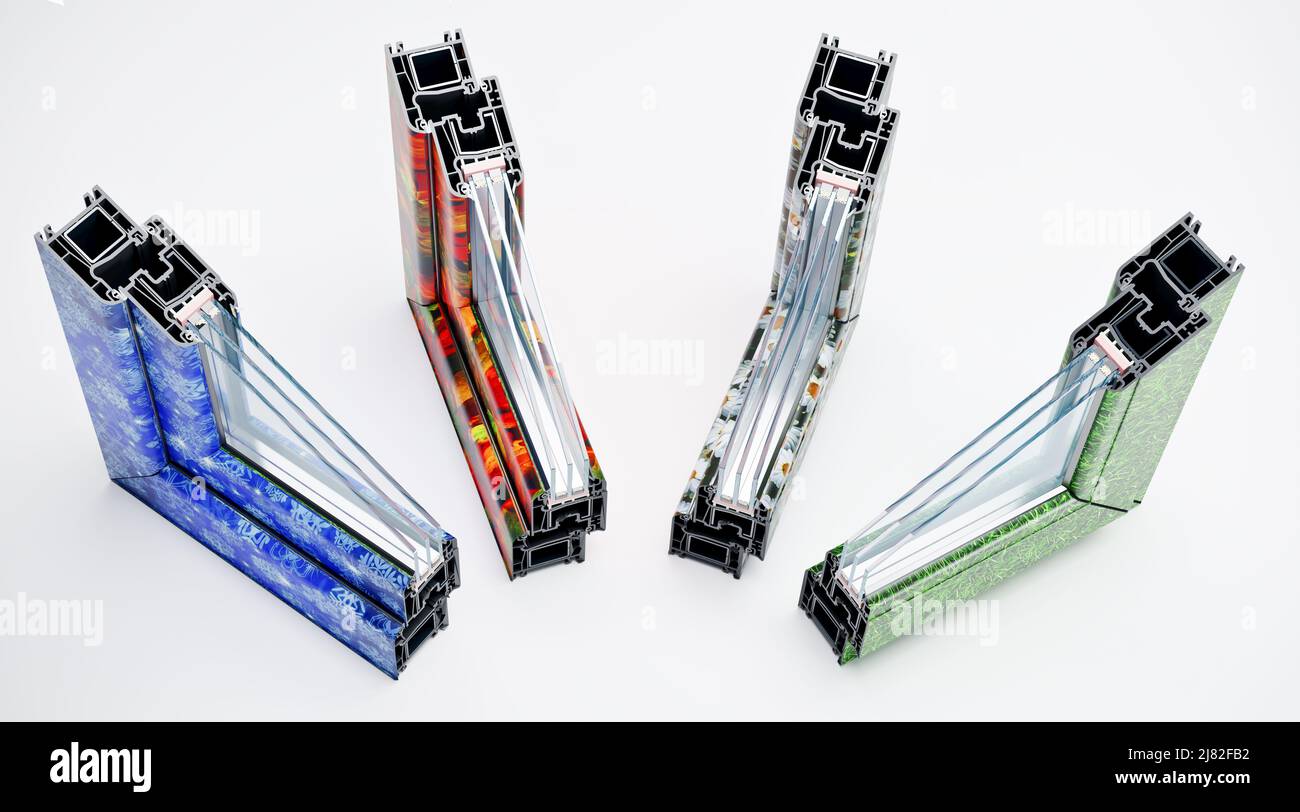 Incision Pvc profile window with triple glazing Laminated according to