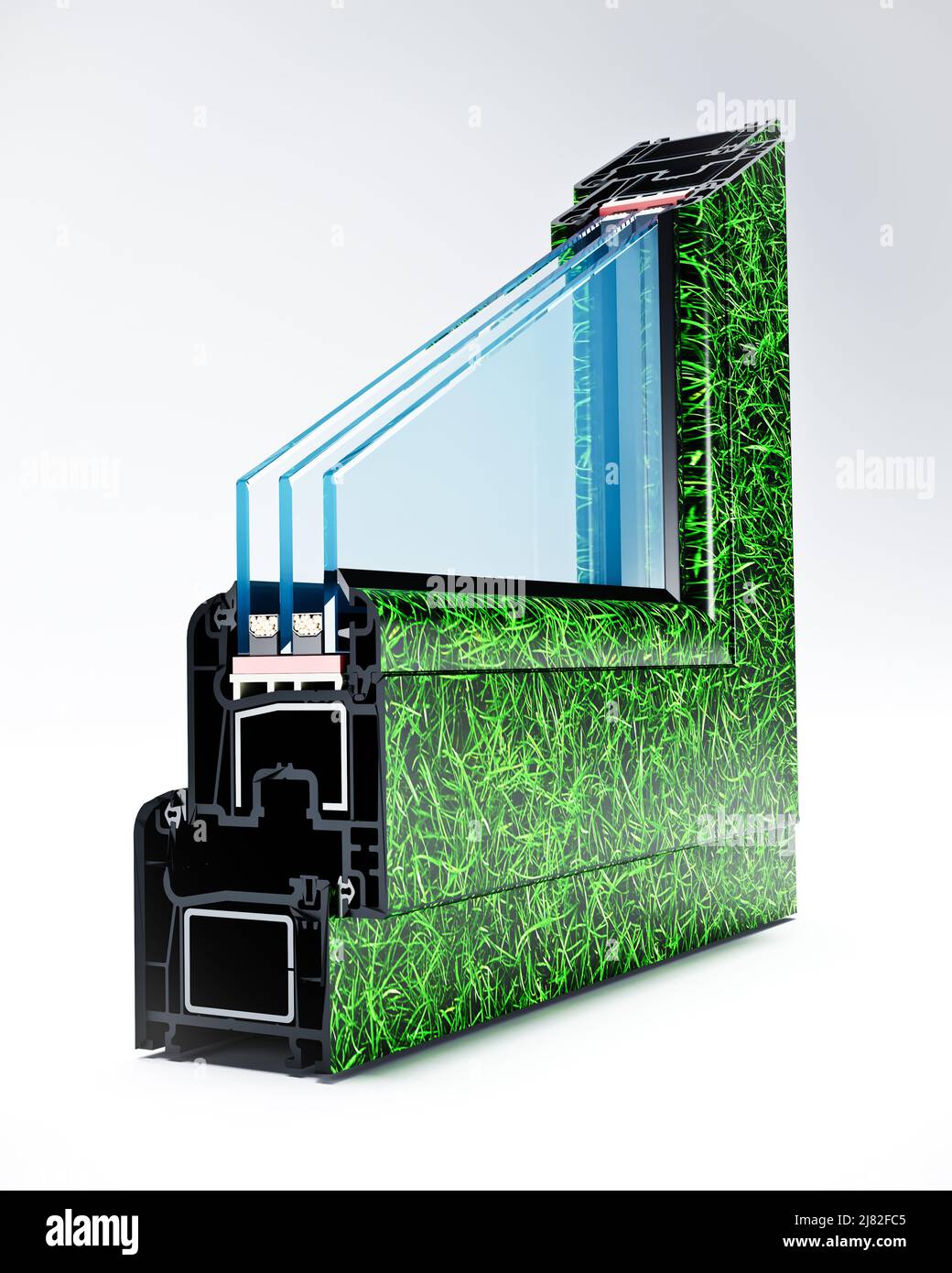 Incision Pvc profile window with triple glazing Laminated according to