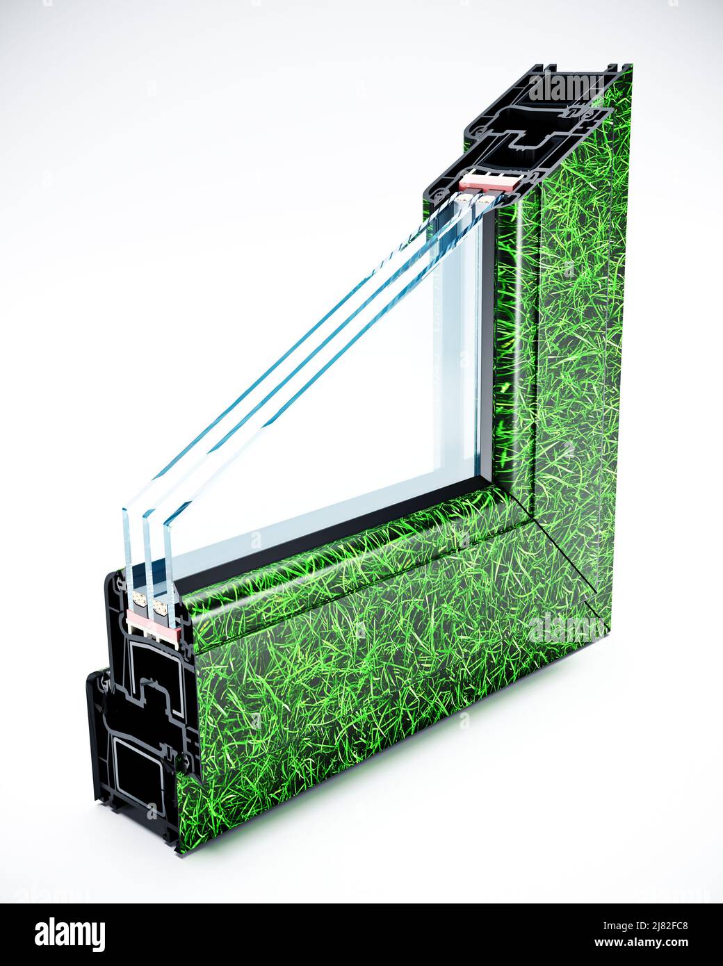 Incision Pvc profile window with triple glazing Laminated according to