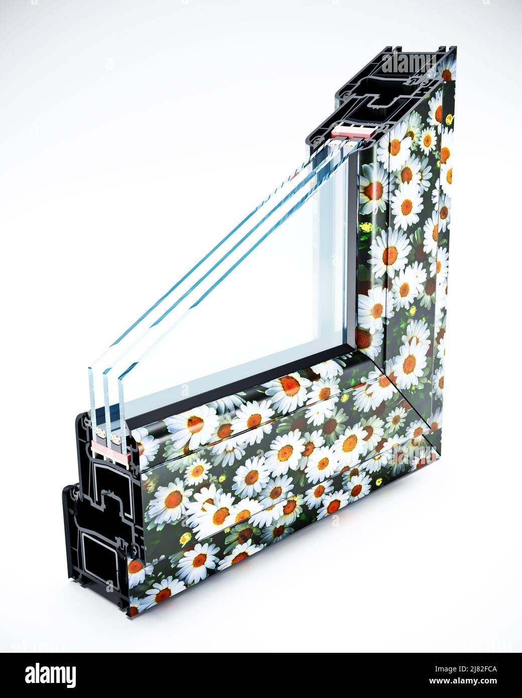 Incision Pvc profile window with triple glazing Laminated according to